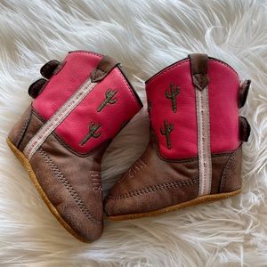 Baby hot pink cactus cowgirl boots